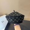 Luxury Beaded Beret High-Quality Autumn Winter Sparkle Versatile Anti-Aging Blossom Casual Painter Hat for Women