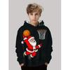 Sudadera con capucha navideña para niños Estampado de Papá Noel Sudadera de moda de dibujos animados para niño niña Ropa infantil para fiesta navideña