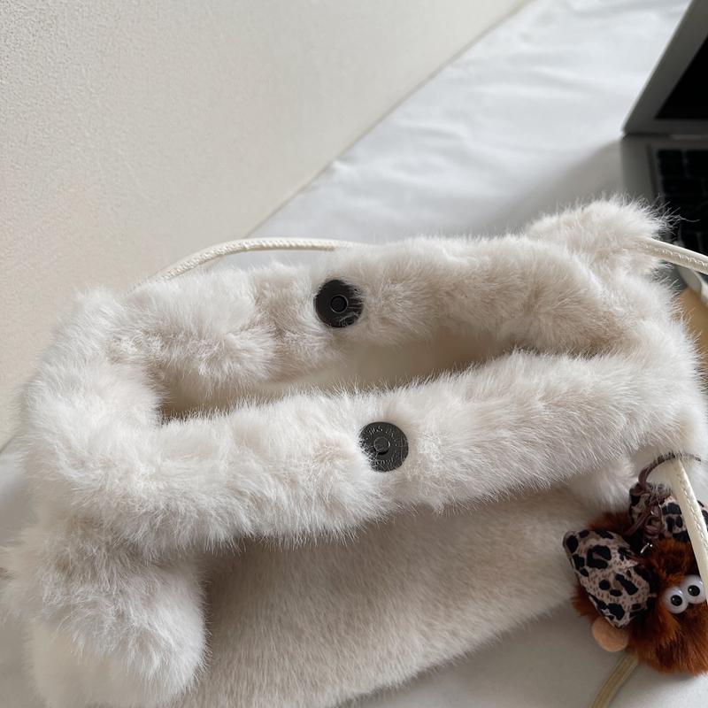 Borsa di peluche Borsa a spalla da pendolare da donna Borsa tote a tinta unita