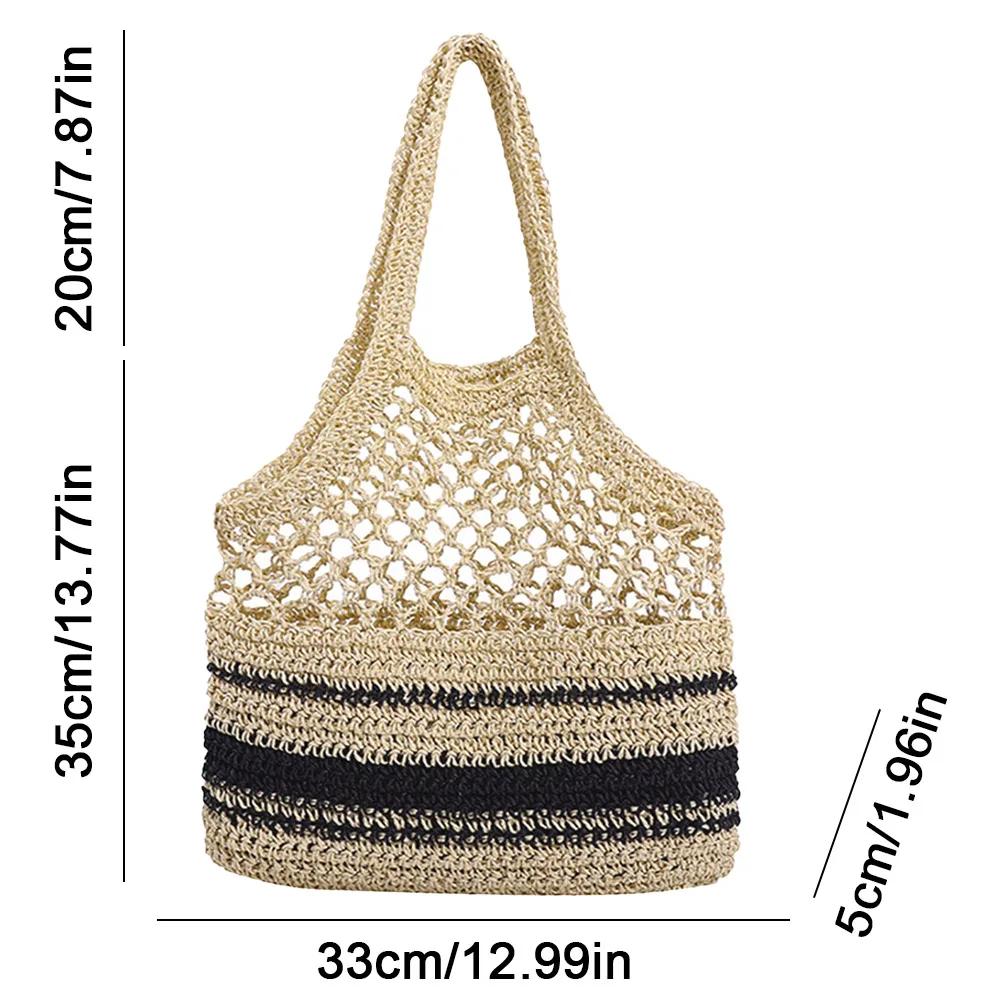 Hollow Straw Women Shoulder Bags Paper Woven Lady Handmade Handbags Summer Beach Large Tote Bag Big Casual Shopper Purses 2025