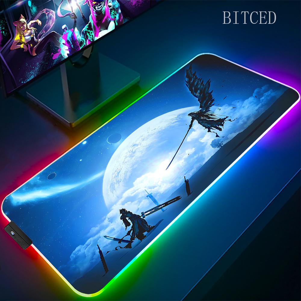 Rgb Final Fantasy Mouse Pad Laptop Mousepad Gaming Cool Mouse Mat Large Gamer Mousepads Speed Cool LED Desk Mat with Backlight
