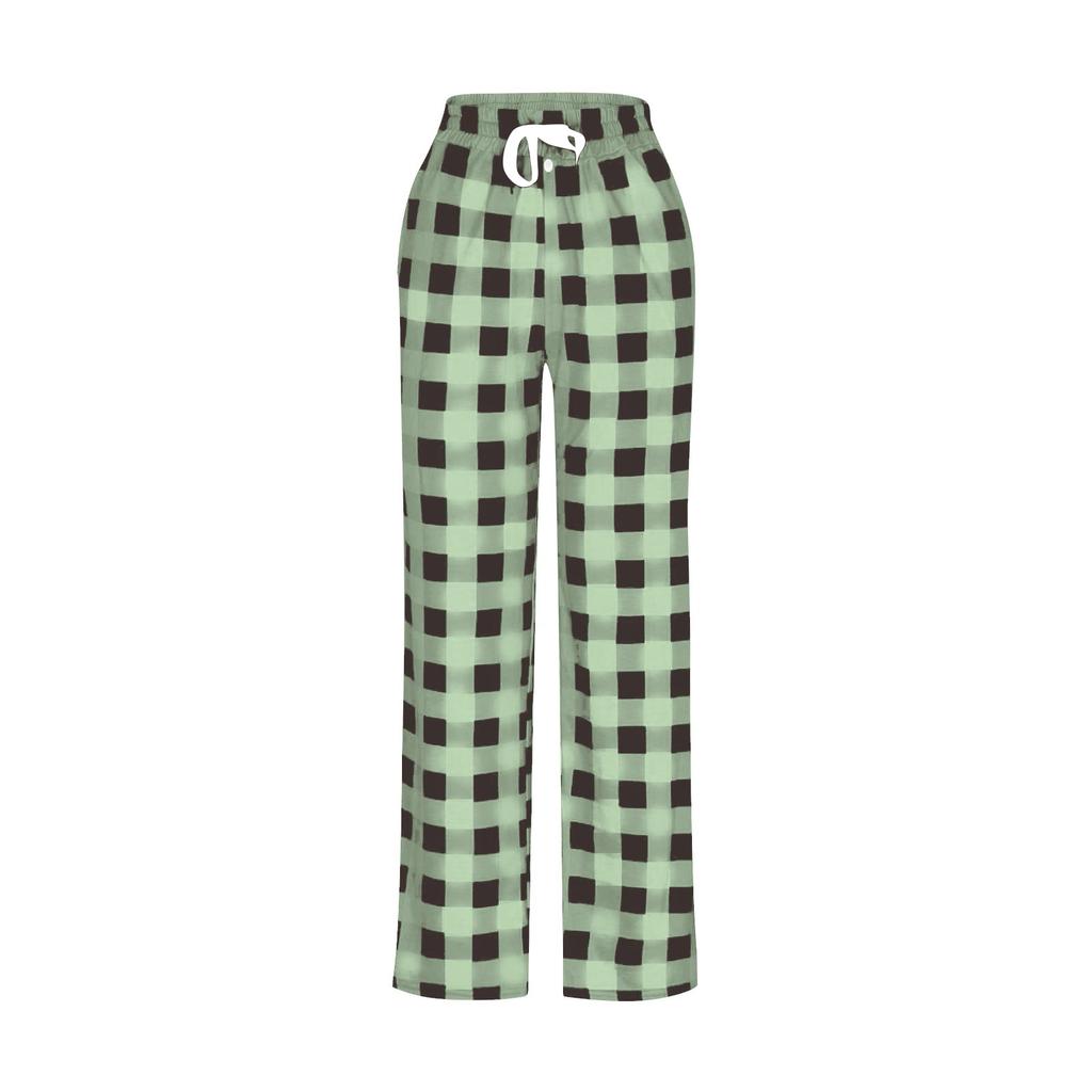 Men's Plaid Drawstring Trousers, Casual Pajama Pants