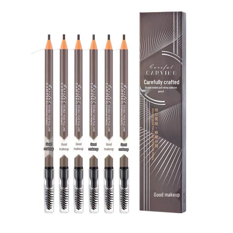 Haozhuang Dual End Eyebrow Pencil: Ultra-Fine, Waterproof, Smudge-Proof, Long-lasting for Natural Brows.