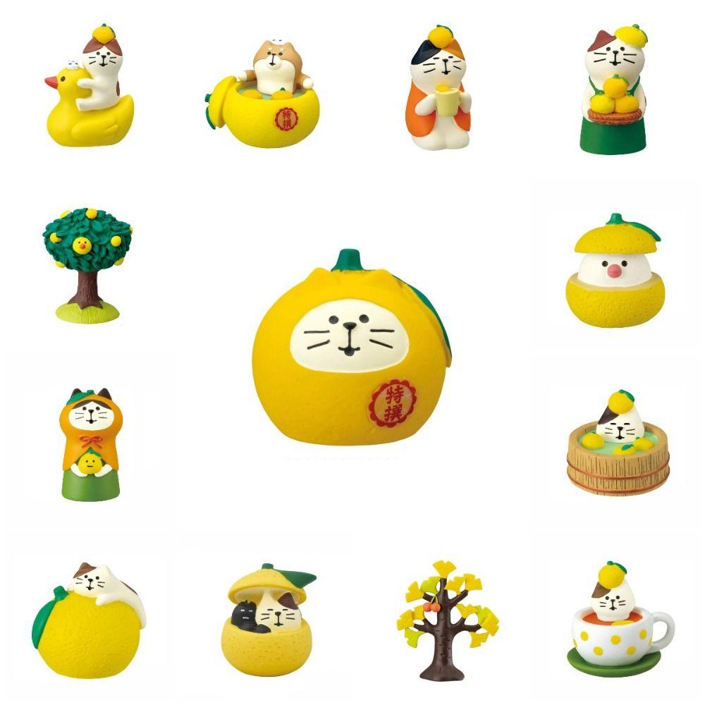 Animal Shapes Japan Zakka Animal Model Resin Grapefruit Cat Model Miniature Decoration  Living Room