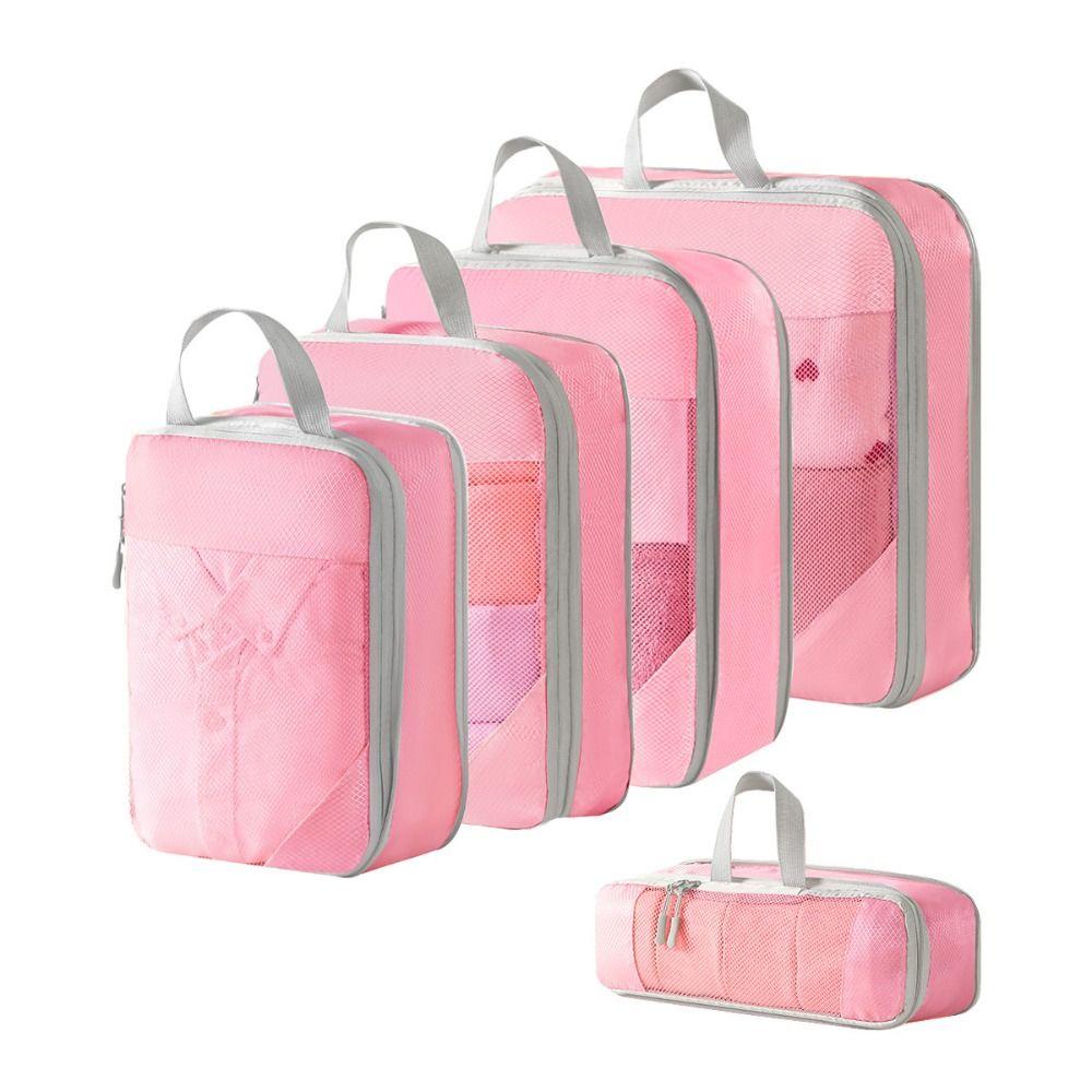 5Pcs Mesh Surface Luggage Organizer Packing Cubes 5 in 1 Set Toiletries Bag  Travel