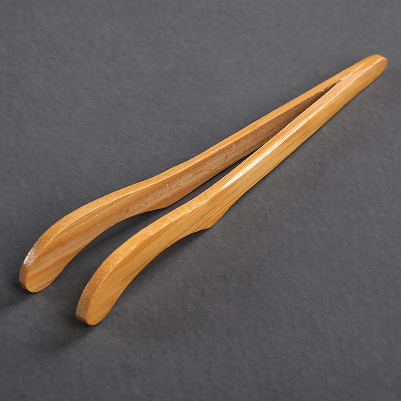 Curved Bamboo Tea Clip, Tea Ceremony Cup Clip Bamboo Tea Set Accessories Tea Tweezers style 7 natural color curved clip