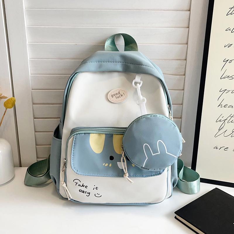 Versatile new school bag small fresh contrast kindergarten backpack two-piece cute backpack