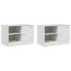 TV Cabinets (2 pcs) White 67 x 39 x 44 cm Steel