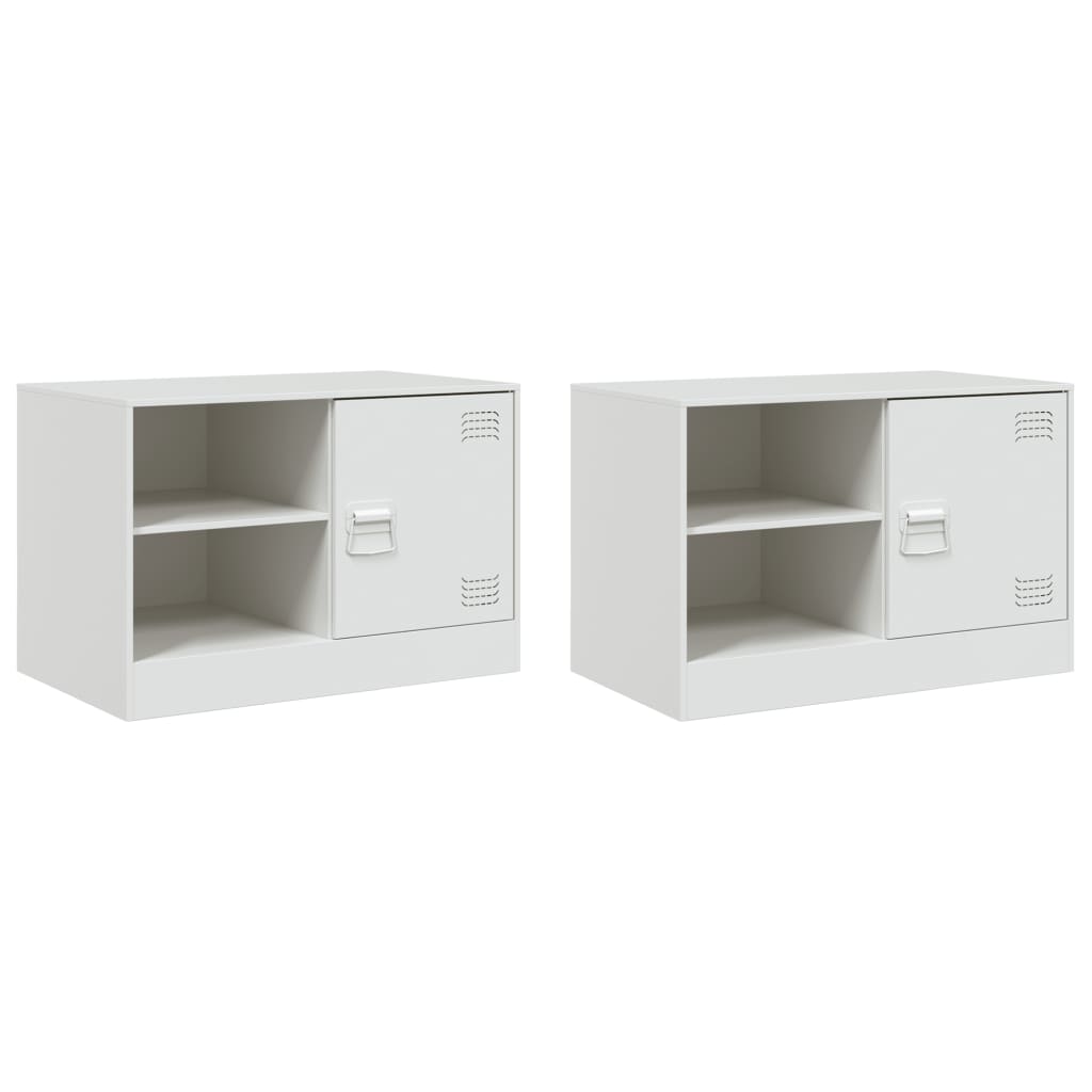TV Cabinets (2 pcs) White 67 x 39 x 44 cm Steel