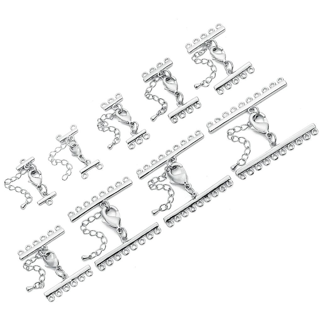 2sets Metal Lobster Clasps Extender Chain Copper Plated Multi Row Link Clasp Connectors For DIY Jewelry Making Necklace Bracelet