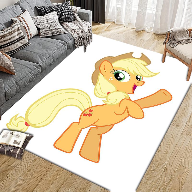 Applejack My Little Pony Home Sofa Decoration for Living Room & Bedroom, Non‑Slip Play Flannel Floor Mat for Game Room
