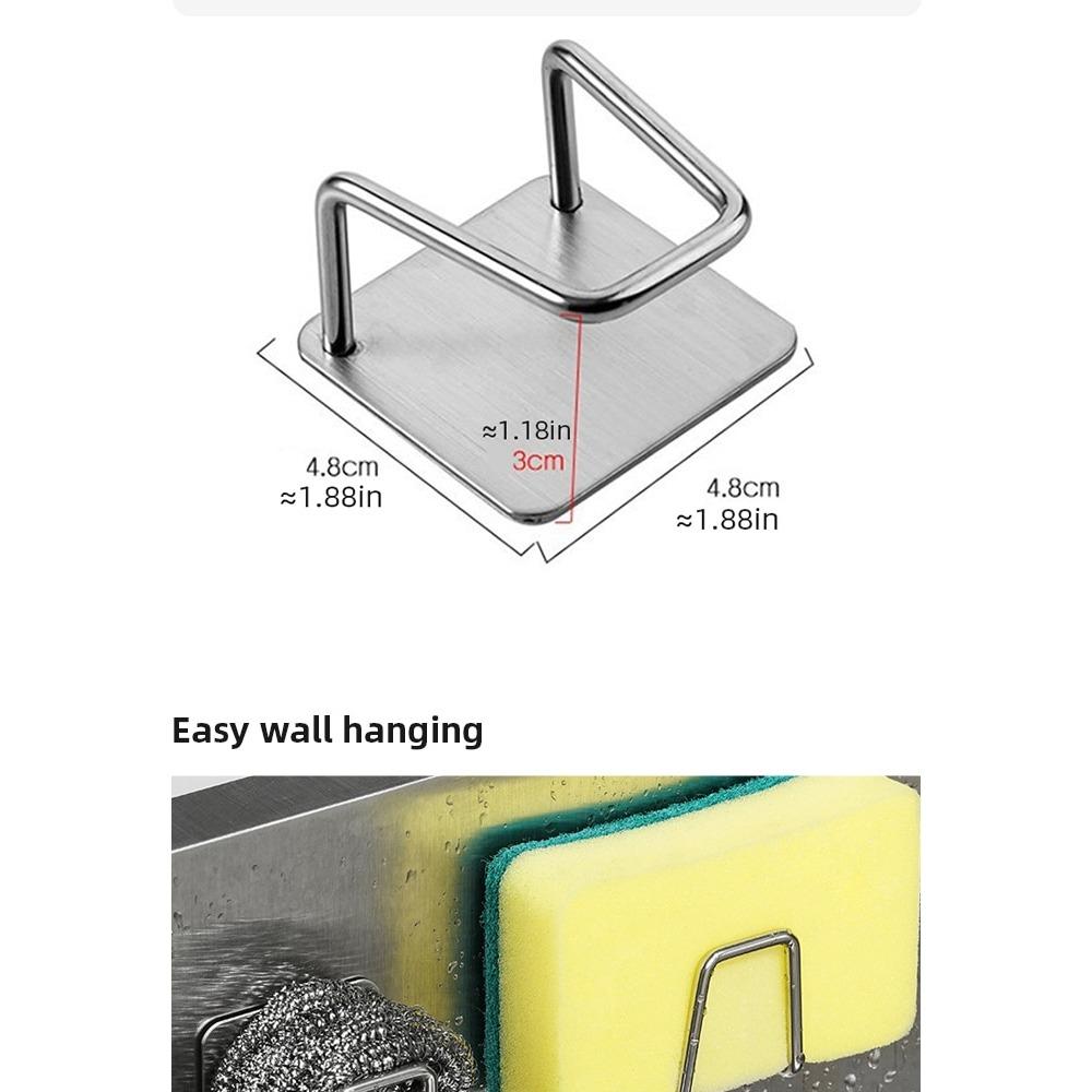3pcs Sink Sponge Holder For Kitchen Slivery Stainless Steel Household Water Channel Dishcloth Rag Storage Rack