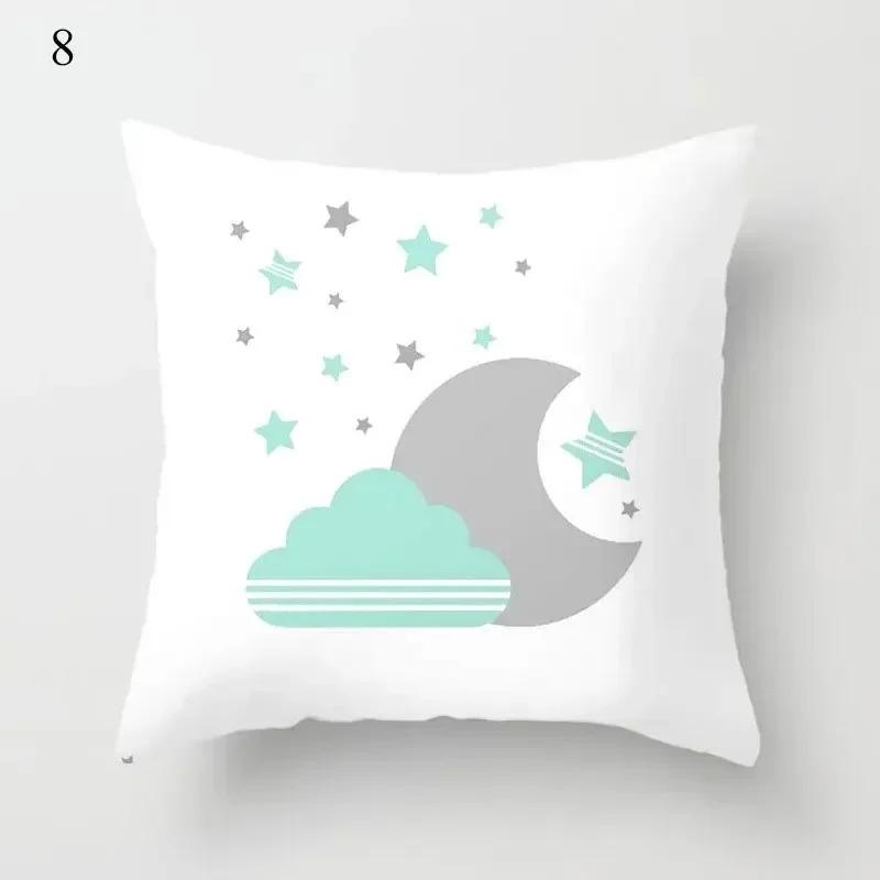 Simple Cartoon Cloud Moon Star Pattern Luxury Home Decorative Pillowcase Cushion Cover Living Room Sofa Cushion Cover
