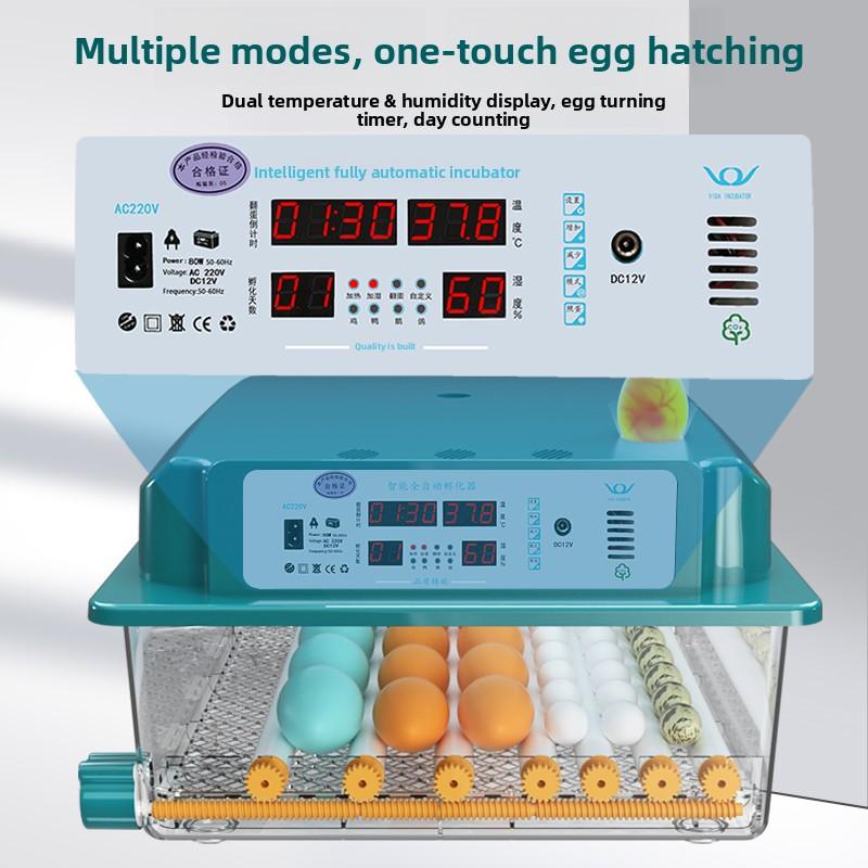 Automatic Smart Egg Incubator Full Digital Control for Chicken/Quail Eggs Compact Startup Incubator Poultry Breeding Equipment
