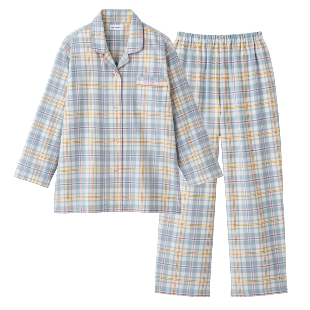 

Gunze CI Comme CA Домашняя одежда с длинным рукавом, из матовой саксовой вискозы, 100% хлопок, брюки, пряжа двойного крашения, виелла, женская,