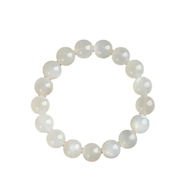 White Moonstone Bracelet, Round Beads, Beaded 12Mm Beads, Natural Moonstone Crystal Bracelet, Women'S Diy Jewelry.
