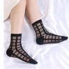 1 Pair Summer Thin Transparent Casual Women Socks Plaid Breathable Funny Ankle Sock