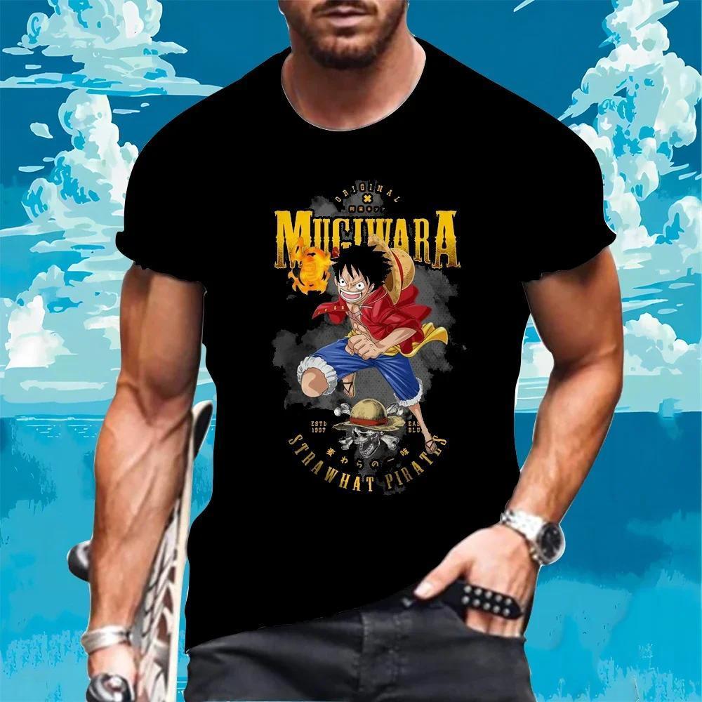 Summer Pure Cotton Short-sleeved Zoro One Piece Luffy Men's Printed T-shirt Anime Clothing Summer New Street Fashion Fitness