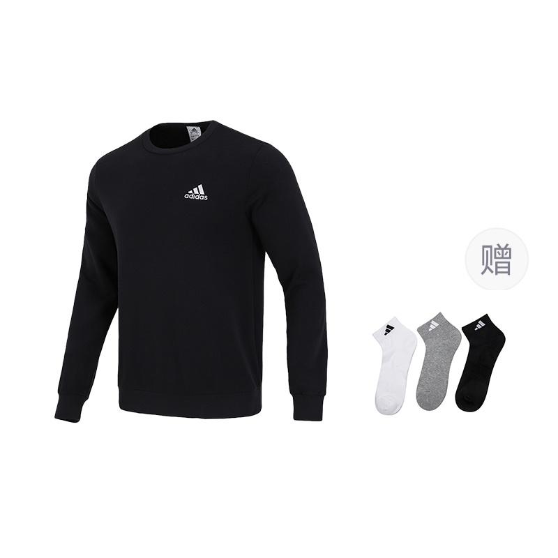 Men's adidas Feelcozy Swt Sports Logo Casual Round Neck Pullover Black GV5295