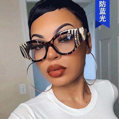 Personalized Heavy Metal Decorative Flat Mirror Anti-Blue Women'S Glasses Frame Catwalk Versatile Gorgeous Glasses Frame