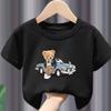 Hot Sale Teddy Bear Print  Childrens Clothing Tshirt Clothing Summer Casual Funny  Boys Baby Girls Tshirt Clothes Kids
