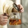 400ml Glass Tea Mug With Wood Handle Chinese Heat Resistant Puer Tea Water Separation Cups Kung Fu Tea Cup Set