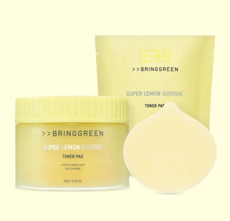 

Bring Green Супер Лимон Глутатион Тонер-пэды 90 шт. + Рефил | Осветляющие и Отшелушивающие 1 set