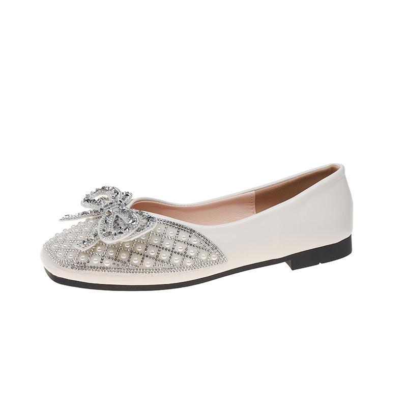 Damskie Buty 2026 Wiosna Nowa Moda Wygodne Miękka Podeszwa Węzeł Kwadratowy Nosek Baleriny Lekkie Cykiny Damskie Codzienne Mokasyny