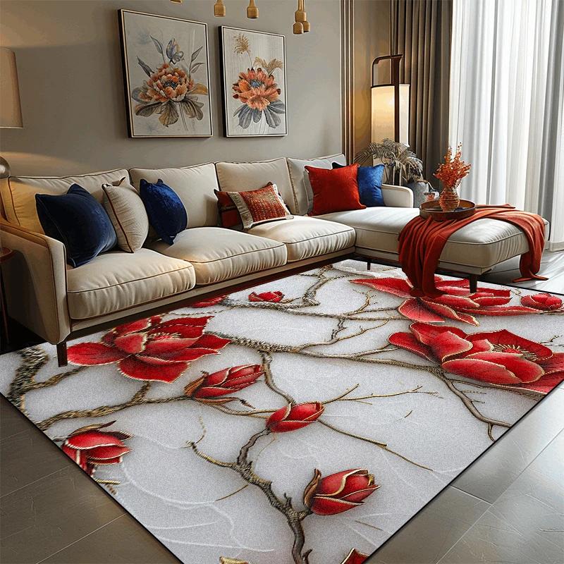 Light Luxury 3D Flower Carpets Living Room Decoration Large Rugs Modern Home Sofa Side Floor Mat Bedroom Bedside Soft Foot Mats
