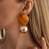 DIEZI Exaggeration Fashion Vintage Gold Color Metal Stud Earrings Women Punk Geometric Orange Round Earring Jewelry Accessories