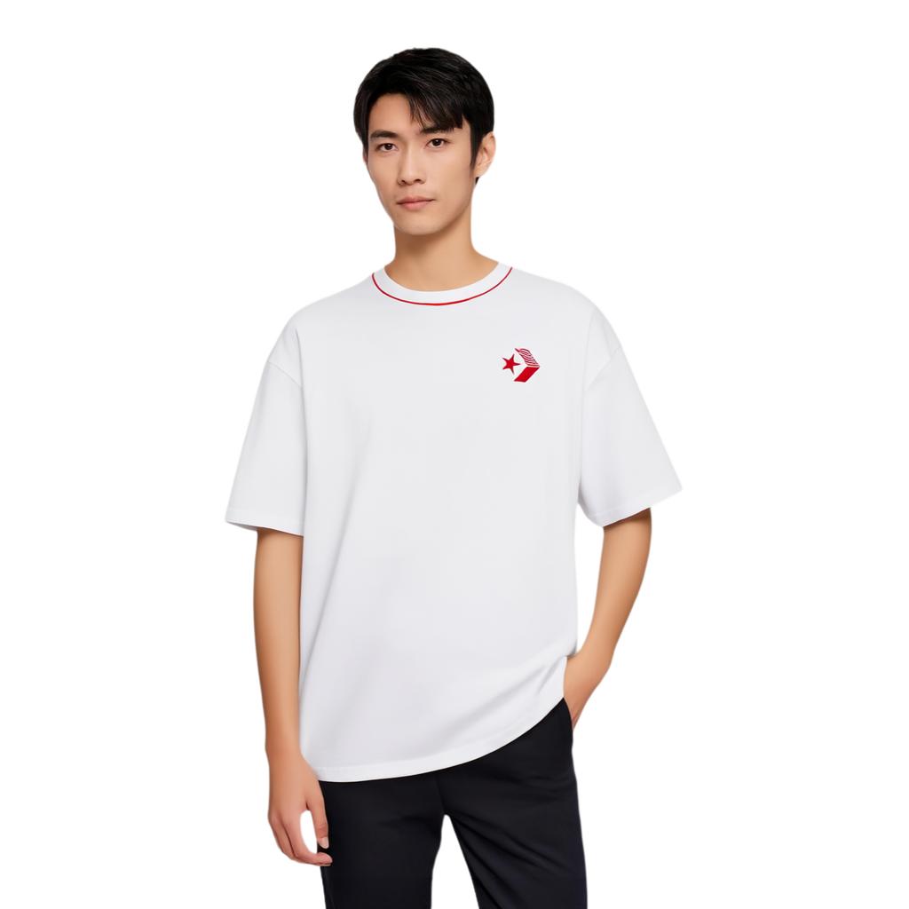 Converse T Shirts Men's White Crew Neck Moderate Straight Fit 10020887-A02