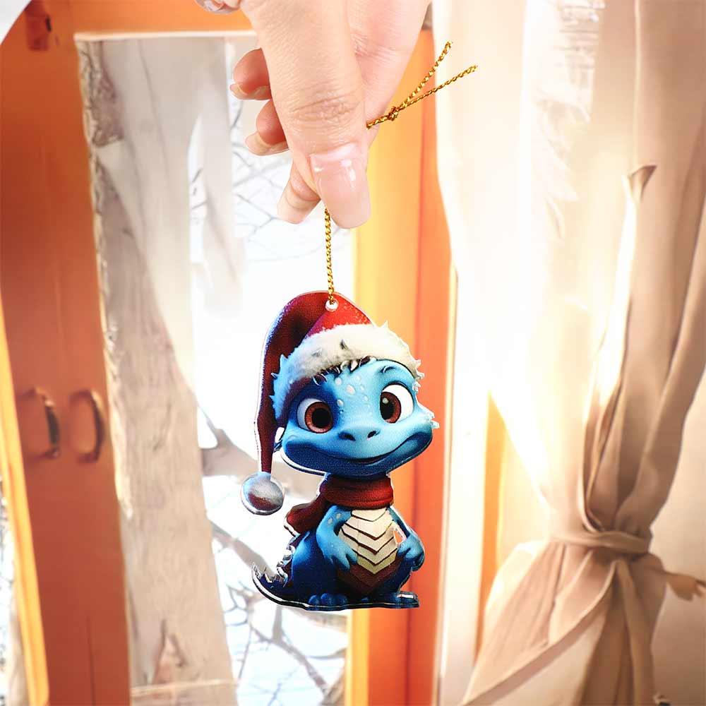 2D Acrylic Dragon Pendant Flying Dragon Xmas Dragon Keychain  Car Pendants