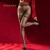 0D Horse Oil Sheer Glossy Tights With Camellia Lace Patchwork One Piece Pantyhose Women Sexy Stretchy Sheer Thigh High Stockings