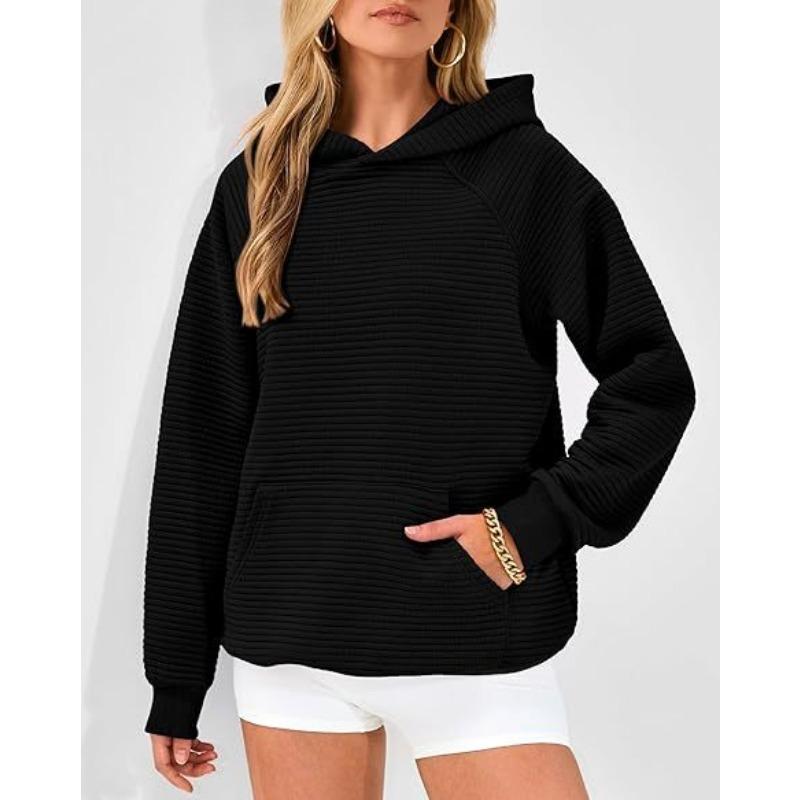 2025 Fashion Striped Loose Long Sleeved Hooded Sweater Women Autumn and Winter Casual Simple Office Sweatshirt Hoodie Elegant Loose Women's Clothing
