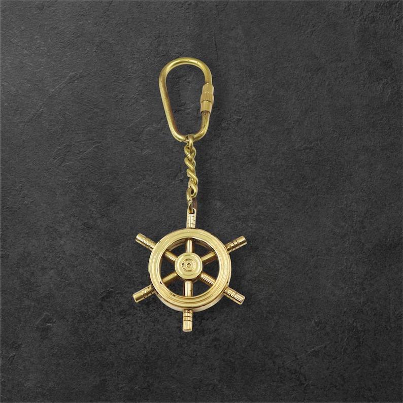 Portachiavi Timone Nautico in Ottone: Portachiavi Regalo Capitano di Nave