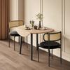 Folding Dining Table, 100 x 100 cm, suitable for 2-4 people, round, metal legs, foldable tabletop, suitable for small apartments, oak color