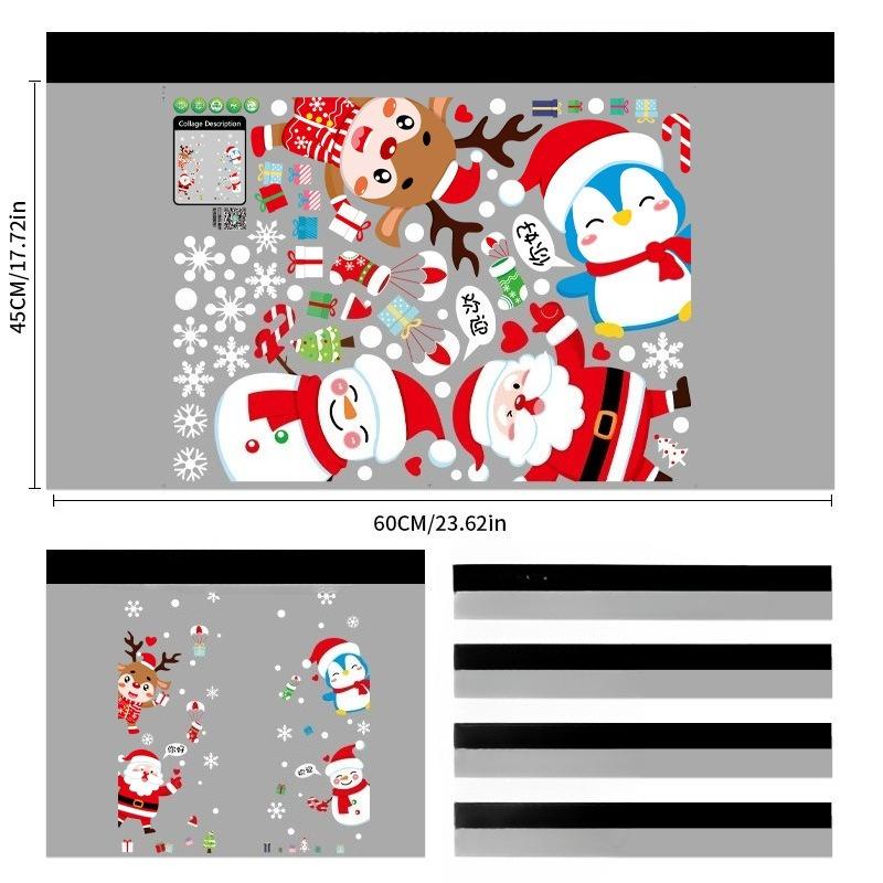 

Электростатические наклейки с Санта-Клаусом, украшения, стеклянные двери, наклейки на окна с оленями, оформление сцены, наклейки с цветами на окна