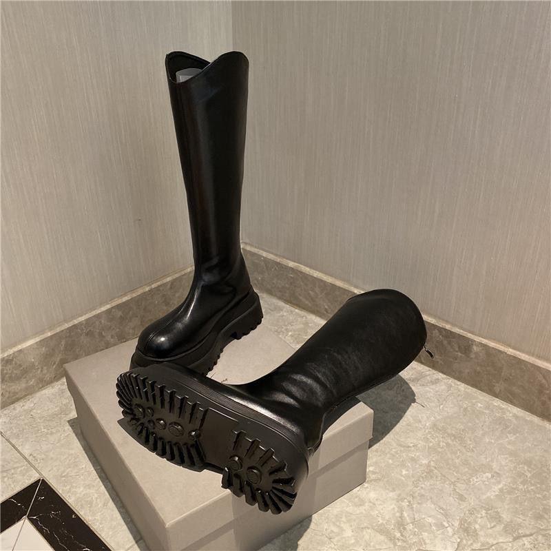 European boots Knight boots Women's 2025 autumn and winter thick-soled muffin boots Locomotive boots Skinny boots
