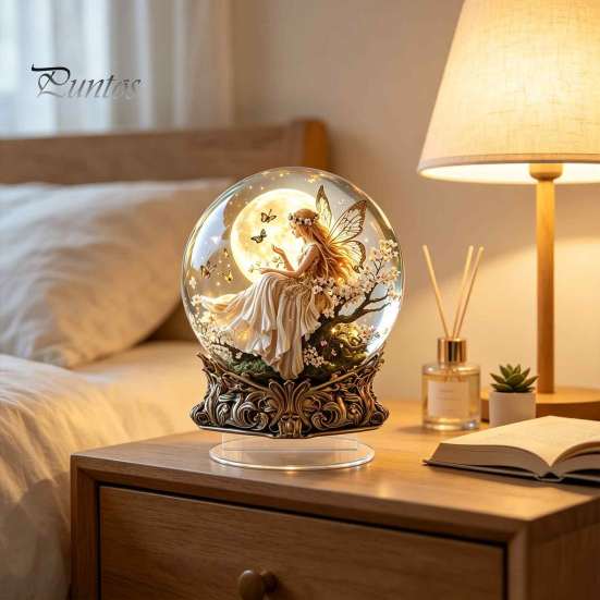 Outdoor Courtyard Decorations Moon Star/Fairy Crystal Ball Ornament, Decorative Acrylic Sphere for Bedroom Living Romantic Room Decor Desk Decor,