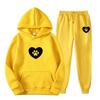 Womens Casual Hooded Sweatshirt Set Loose Fit College Style Printed Long Sleeve Top Drawstring Pants