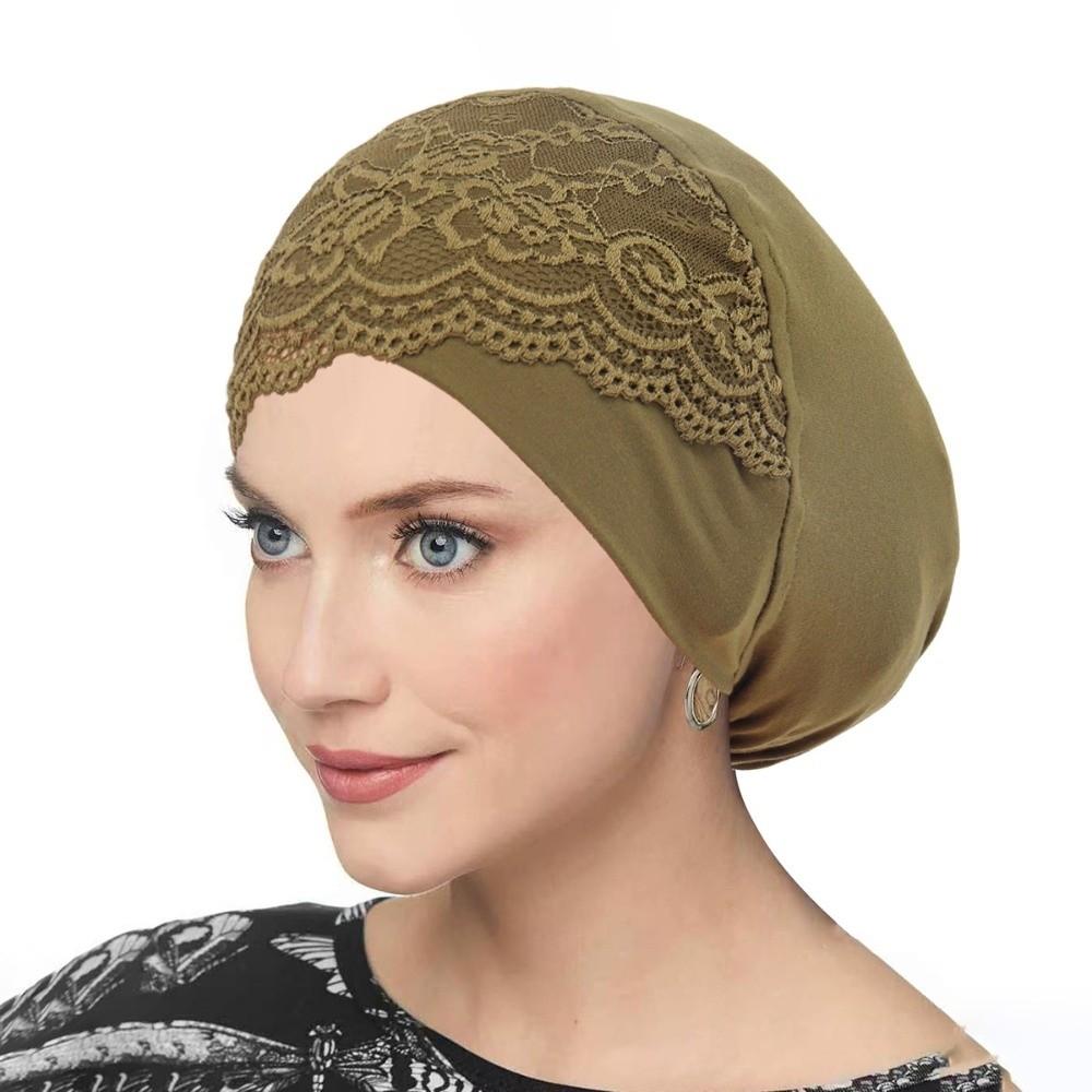 Breathable Inner Hijab Undercap Soft Turbante Fashion Lace Hijab Cap  Women Headwear