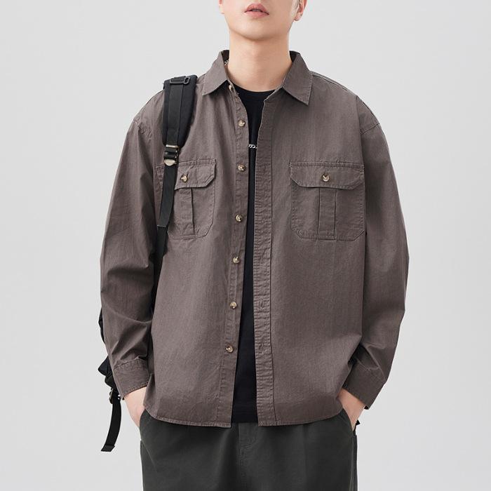 New Spring and Autumn Japanese Retro Men's Long-sleeved Shirt Work Jacket Loose Casual Shirt