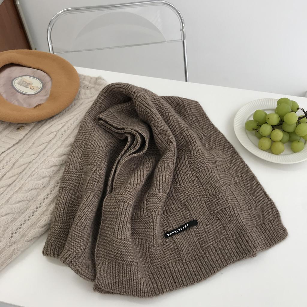 Korean version of the new simple solid color wool scarf women's autumn and winter thickened ins student warm scarf shawl men's versatile