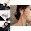 Floral Zircon Silver Needle Earrings With Rose Design For Elegant Women