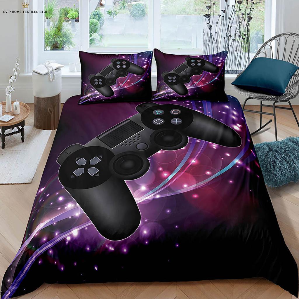 Watercolor Game Controller E-Sports 3D Printing Quilt Cover 100% Polyester Bedding Set Duvet Cover Pillowcase Three-Piece Set