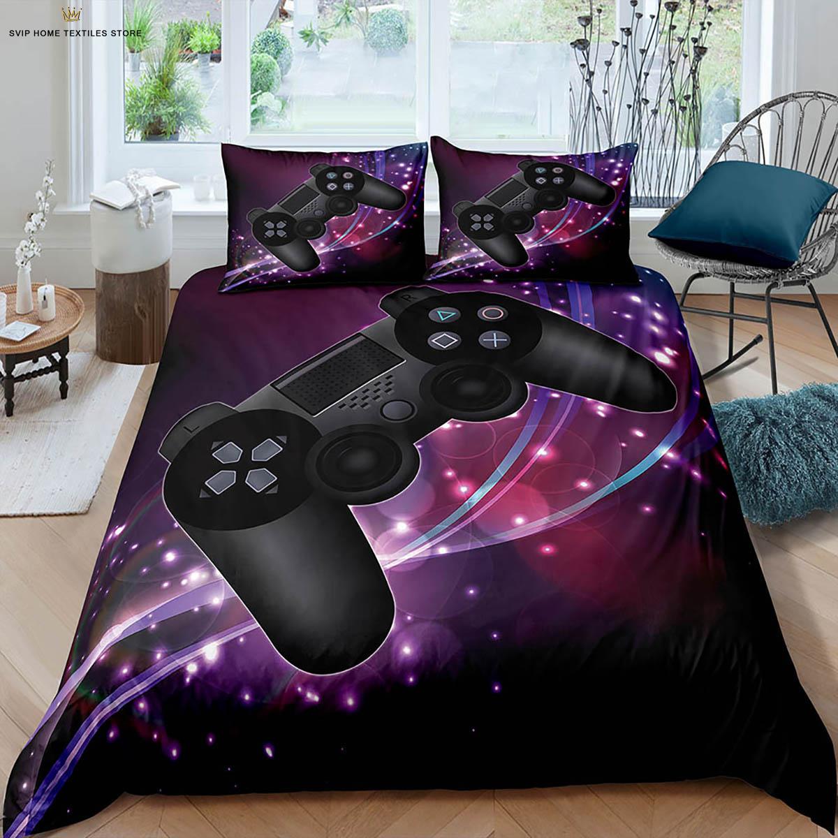 

Watercolor Game Controller E-Sports 3D Printing Quilt Cover 100% Polyester Bedding Set Duvet Cover Pillowcase Three-Piece Set EU Single(135*200cm)3pcs