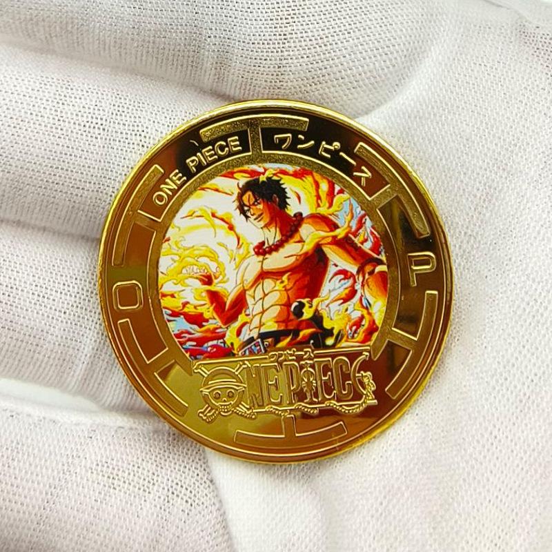 One Piece Anime Series Creative Commemorative Medal, Cartoon Anime Peripheral Figure, Painted Collectible Coin, Toy Coin, Gift