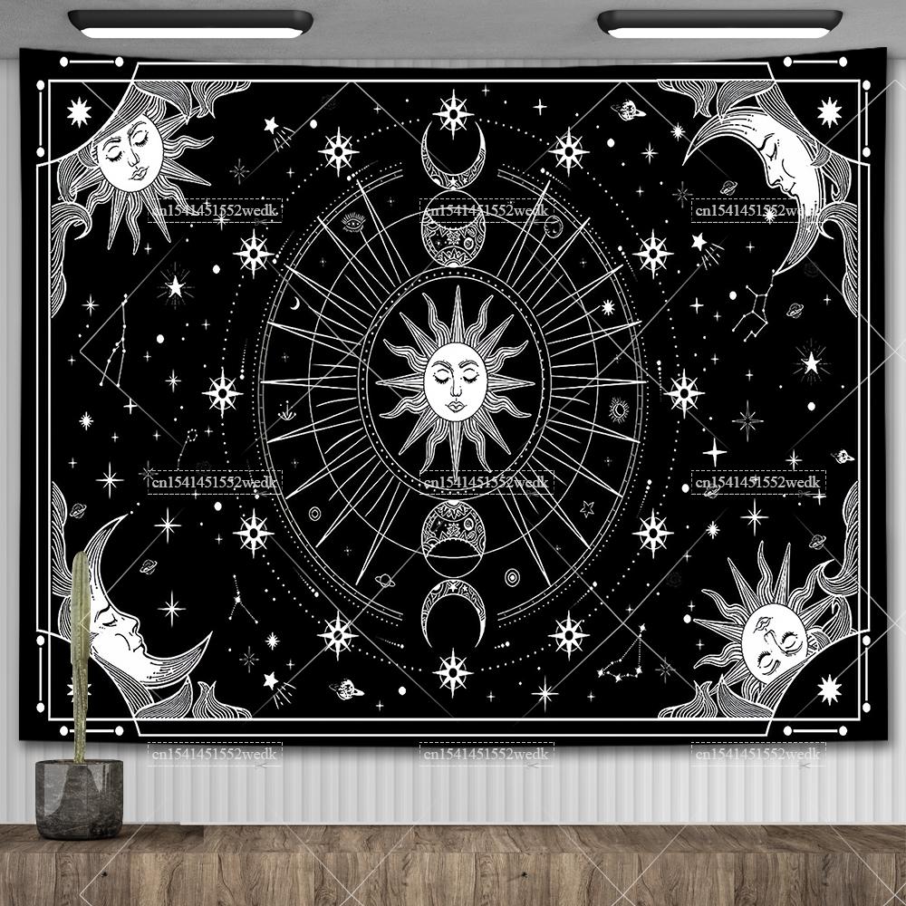 Zodiac Astrology Constellation Tapestry Indie Hippie Sun Moon Tapestry Tarot Astrology Altar Tablecloth Aesthetic Room Decor