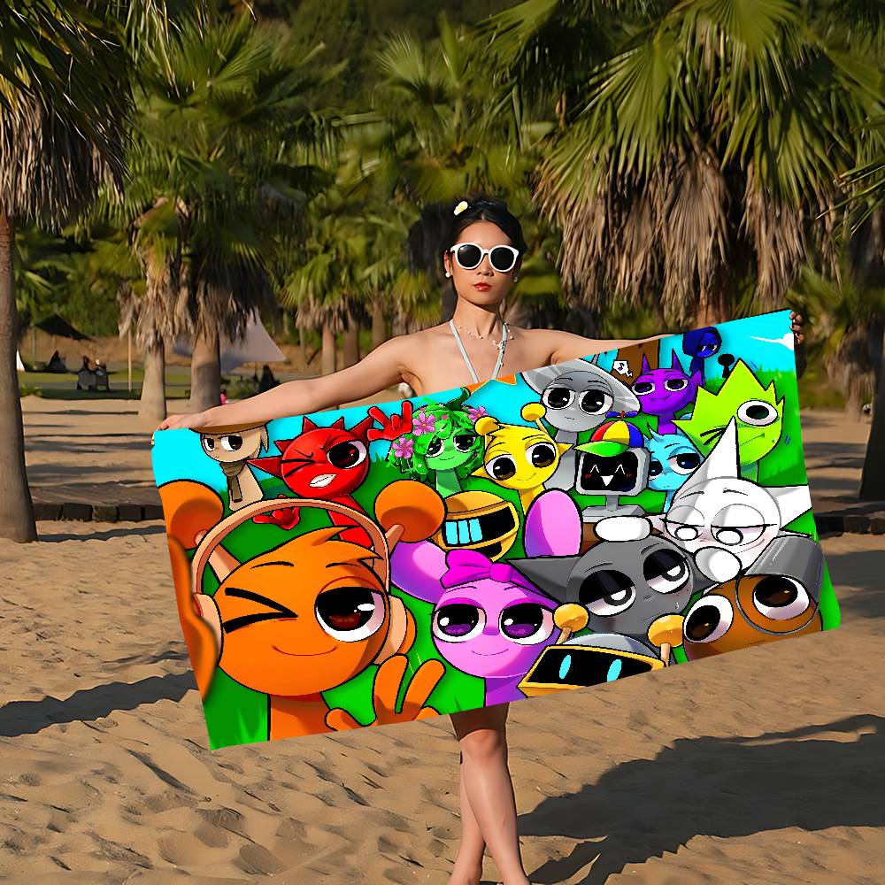 S-Sprunki Incredibox Mikrofaser Strandtuch Saugfähig Schnelltrocknend Weich Yoga Schwimmen Resort Bergsteigen Handtuch