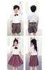 Shenzhen School Uniform Summer Set for Primary Boys & Girls: Short-Sleeved Shirt, Plaid Pants, Skirt, Short Skirt, and Bow Tie
